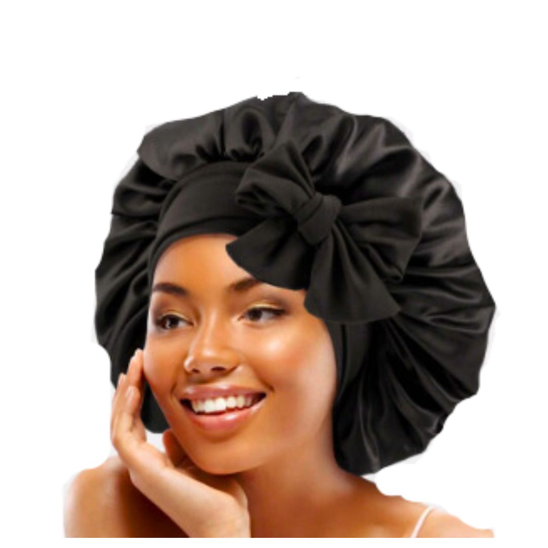 Our premium light weight silk bonnet are crafted from luxurious silk, this bonnet is not just a stylish accessory but an essential tool for maintaining healthy, beautiful hair.

Here are some benefits

1. Hair Protection: Our silk bonnet provides a gentle barrier against friction while you sleep, helping to prevent breakage, split ends, and frizz. Say goodbye to damaged edges!

2. Moisture Retention: Unlike cotton, silk helps retain your hair’s natural oils, ensuring your strands stay hydrated and nourished